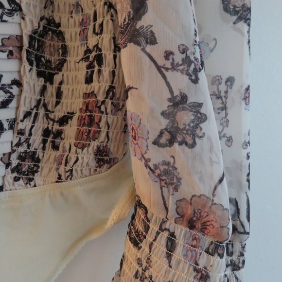 FREE PEOPLE Brunch Date Sheer Bodysuit in Floral Ivory Combo - Size S NWT - Picture 10 of 16